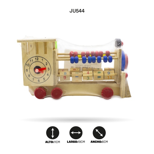 [JU544] JUEGO DIDACTICO ABACO  EN MADERA CON RELOJ FIGURA TREN [PAC2293]