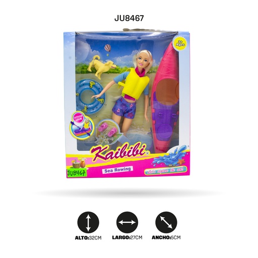 [JU8467] JUEGO DE MUÑECAS 11.5 IN, BOTE, CHALECO SALVAVIDAS, MASCOTA [BLD246]
