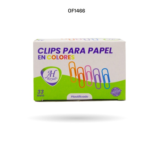 [OF1466] CLIP AH ROYAL DE COLORES 33MM X 75 UNDS APROX . [PAC70598-1466]