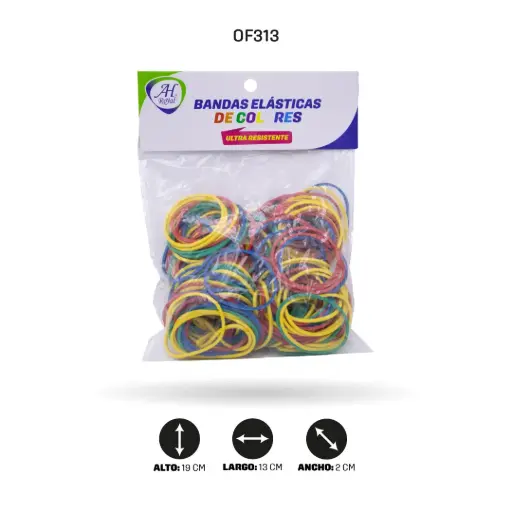 [OF313] BANDAS DE CAUCHO AH ROYAL EN COLORES BOLSA PEQUEÑA APX 250 [PAC10111-313]