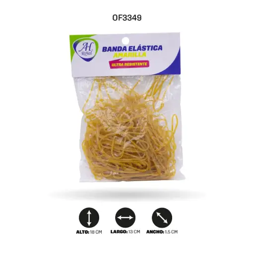 [OF3349] BANDAS DE CAUCHO AH ROYAL SILICONADA AMARILLA X 55 GRAMOS [PAC50135-3349]