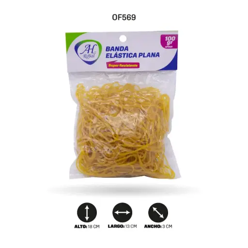 [OF569] BANDAS DE CAUCHO SILICONADA AMARILLA X100 GRAMOS [PAC20309-569]