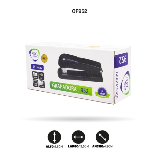 [OF952] GRAPADORA AH ROYAL 25 HOJAS BRAZO METALICO [PAC90037-952]