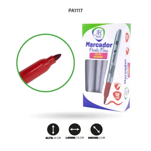 [PA1117] MARCADOR PUNTA FINA AH ROYAL ROJO [PAC90016-117]