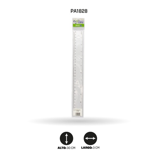 [PA1828] REGLA AHROYAL TRANSLUCIDA GRUESA CON LUPA [PAC2081-1828]