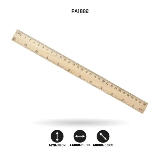 [PA1882] REGLA AH ROYAL DE MADERA X 30CM [PAC3288-1882-PAC10049-1882]