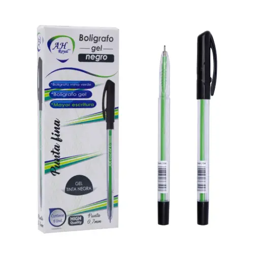[PA2055] BOLIGRAFO AH ROYAL 0.7 MM LINEA GEL REDONDO NEGRO X6UND [GEL70631-2055] DISPLAY X 6