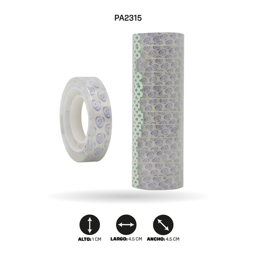 [PA2315] CINTA AH ROYAL TRANSPARENTE ESCOLAR 20yd SET X12 UND [PAC20127-PAC4769]