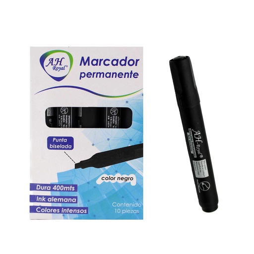 [PA2566] MARCADOR AH ROYAL NEGRO PERMANENTE BISELADO [PAC70574-2566]
