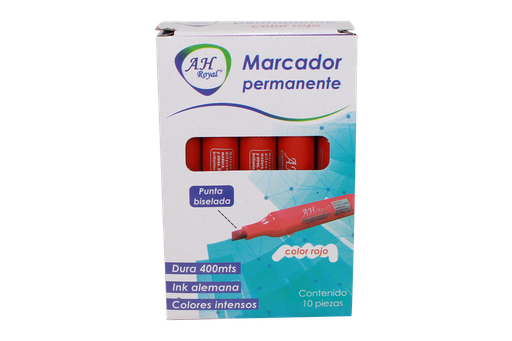 [PA2568] MARCADOR AH ROYAL PERMANENTE BISELADO ROJO [PAC70576-2568]