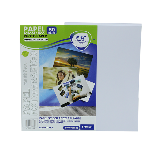 [PA3456] PAPEL FOTOGRAFICO AH ROYAL DOBLE CARA A4 X 140GRS X 50H [PAC60071-3456]