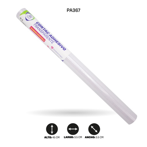 [PA367] PAPEL CONTAC AH ROYAL TRANSPARENTE DE 3 mts x 45 cms [PAC3736-367]