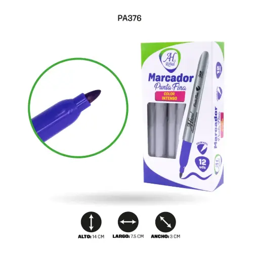 MARCADOR PUNTA FINA AH ROYAL AZUL X 12UND [PAC90017-376]