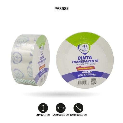 [PA3982] CINTA AH ROYAL TRANSPARENTE 100yd 45MM 45MC [PAC90047-PAC4777]