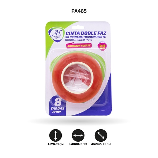 [PA465] CINTA AH ROYAL DOBLE FAZ SILICONADA  12 mm x  0.16mm x 8 yd [PAC2516-465]