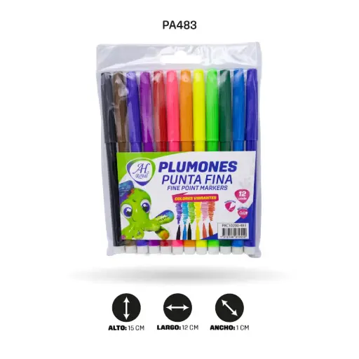 PLUMÓN AH ROYAL GRUESO EN BLISTER X12 COLORES [PAC10200-483]