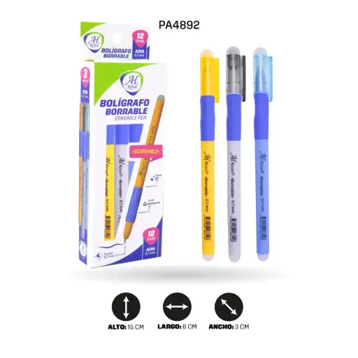 [PA4892] BOLIGRAFO AH ROYAL BORRABLE  AZUL CON ANTIDESLIZANTE  [PAC4552]