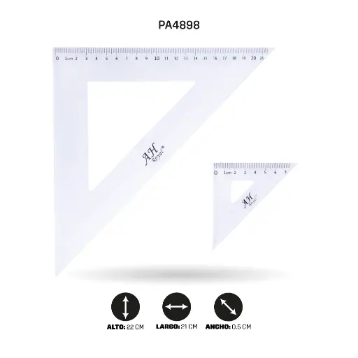 [PA4898] ESCUADRA AH ROYAL DE 21 CM 45º OBSEQUIO ESCUADRA DE 7CM [PAC2082-4898]