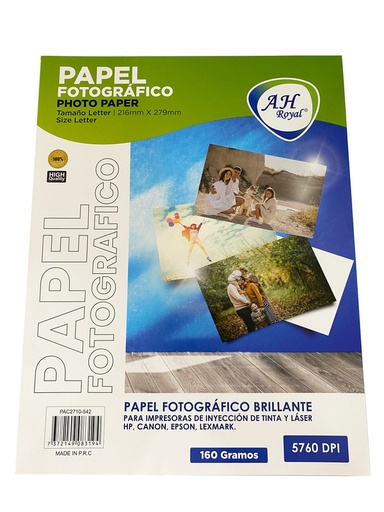 [PA542] PAPEL FOTOGRAFICO AHROYAL CARTA 160GRAMOS X 20 HOJAS [PAC2710-542]
