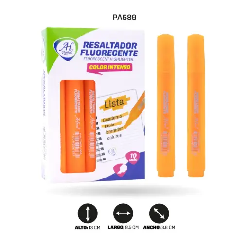 [PA589] RESALTADOR AH ROYAL FLUORESCENTE NARANJA [PAC70637-589-PAC70637]