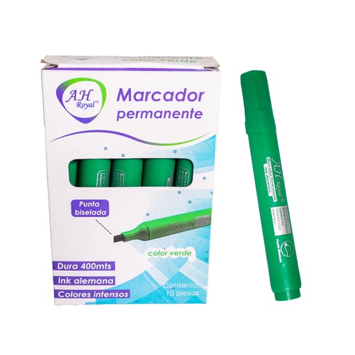 [PA779] MARCADOR AH ROYAL VERDE PERMANENTE BISELADO [PAC70577-779] DISPLAY x 10