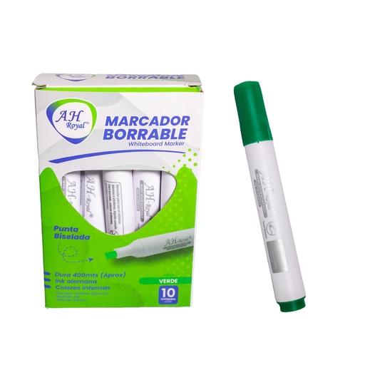 MARCADOR AH ROYAL BORRABLE BISELADO VERDE [PAC70585-800]