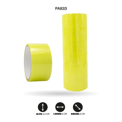 [PA833] CINTA ANCHA TRANSPARENTE AMARILLA 18mt 45mm X 38mc