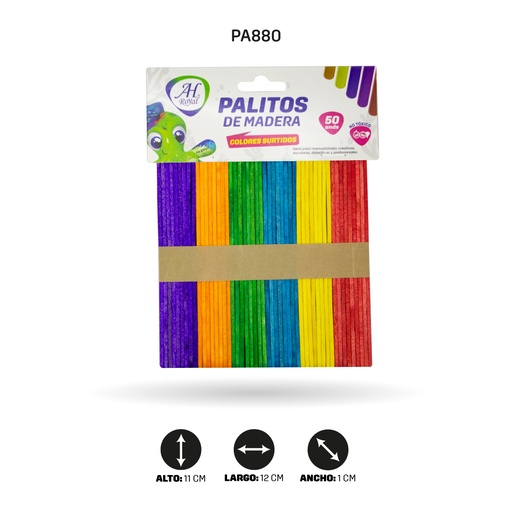 [PA880] PALOS DE PALETA AH ROYAL COLORES SURTIDOS X 50UND [PAC3468-880-PAC50016-880]