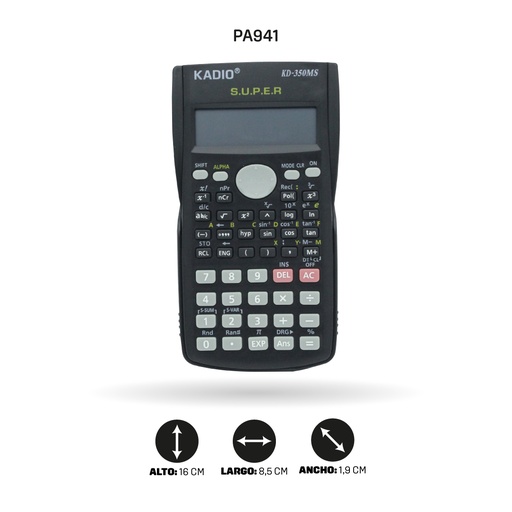 [PA941] CALCULADORA KADIO CIENTIFICA KD-350MS [PAC70005-941] SIN PILAS