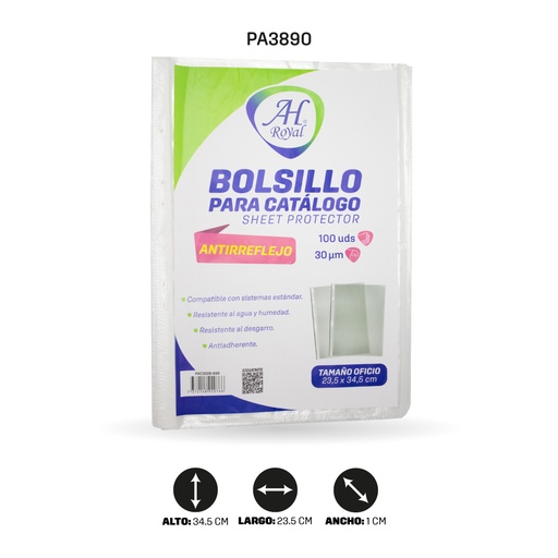 [PA898] BOLSILLO PARA CATALOGO AH ROYAL OFICIO DIS X 100 UND [PAC3228-898-PAC90184-898]