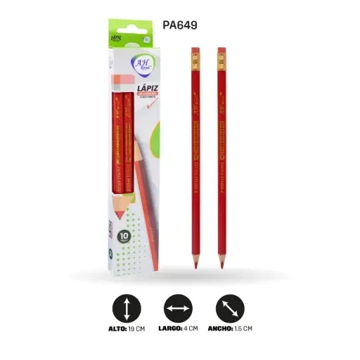LAPIZ AH ROYAL ROJO DE CHEQUEO X 10 und EN MADERA  [PAC2507-649-PAC2507]