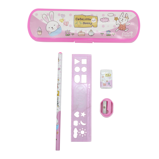 [PA9823] CARTUCHERA PLASTICA CON LAPIZ BORRADOR Y SACAPUNTA HJ-3325 [PAC3157]