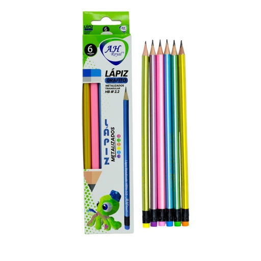 [PA4162] LAPIZ AH ROYAL TRIANGULAR CUERPO METALIZADO HB #2 CAJAX6UND [PAC3176]