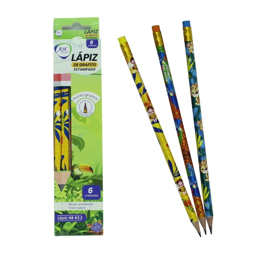 [PA4163] LAPIZ AH ROYAL ESTAMPADO TRIANGULAR HB #2.DPLEY X 6UND [PAC3177]