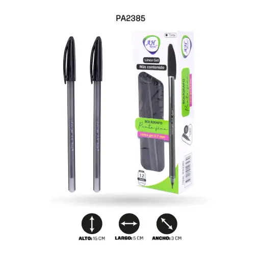 [PA2385] BOLIGRAFO AH ROYAL TRIANGULAR 07MM, TIPO ALLEGRO NEGRO.