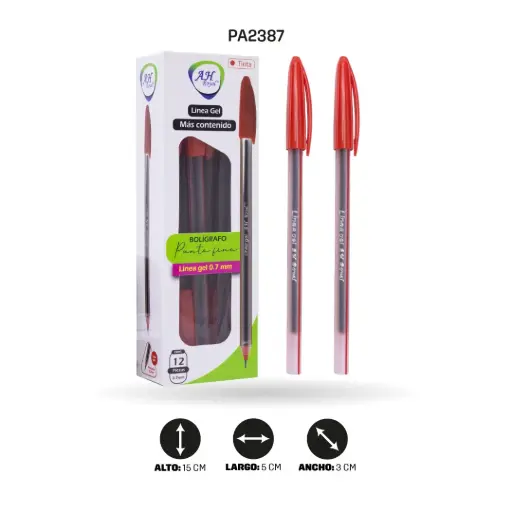 [PA2387] BOLIGRAFO AH ROYAL TRIANGULAR 07MM, TIPO ALLEGRO ROJO.