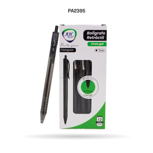 [PA2395] BOLIGRAFO AH ROYAL TRIANGULAR RETRÁCTIL 07MM (DISPLX 12 UNDS) NEGRO (PAC2395)