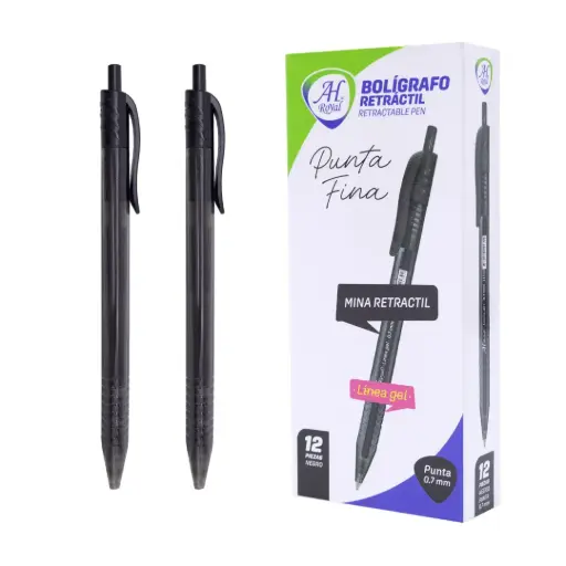 [PA2395] BOLIGRAFO AH ROYAL TRIANGULAR RETRACTIL 07MM NEGRO (DISPLAY X 12 UNDS)  (PAC2395)