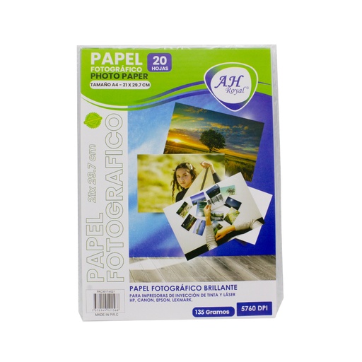 [PA4022] PAPEL FOTOGRAFICO AHROYAL A4 135GRS X 20 HOJAS [PAC3618-4022]