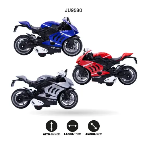 [JU9580] MOTOCICLETA DUCATI DE ALEACIÓN ESCALA 1:12 CON LUCES Y MÚSICA [CH777-1]