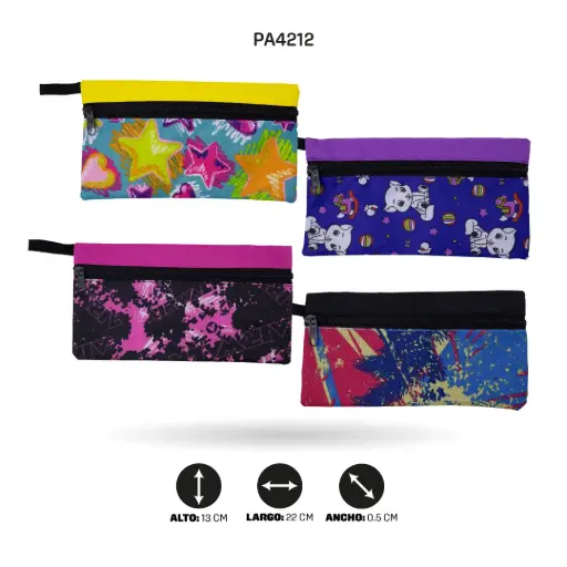 [PA4212] CARTUCHERA NACIONAL ESTAMPADO CON TIRA FINA