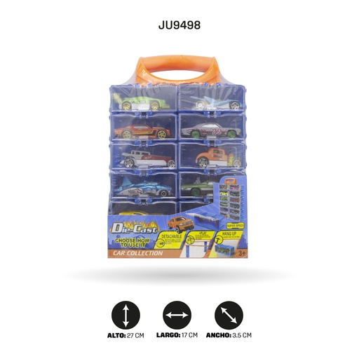 [JU9498] COCHE DE ALEACIÓN DESLIZANTE 1:64 12 PIEZAS [324-354]