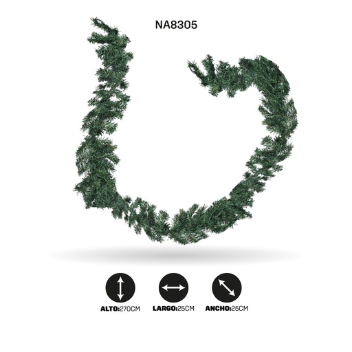 [NA8305] GUIRNALDA DE NAVIDAD VERDE CLARO 270CM-25CM-200PIN [PAC3646]