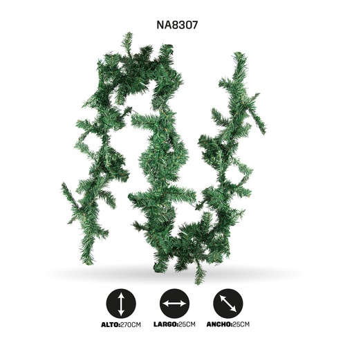 [NA8307] GUIRNALDA DE NAVIDAD VERDE CLARO 270CM-25CM-160PIN [PAC3648]