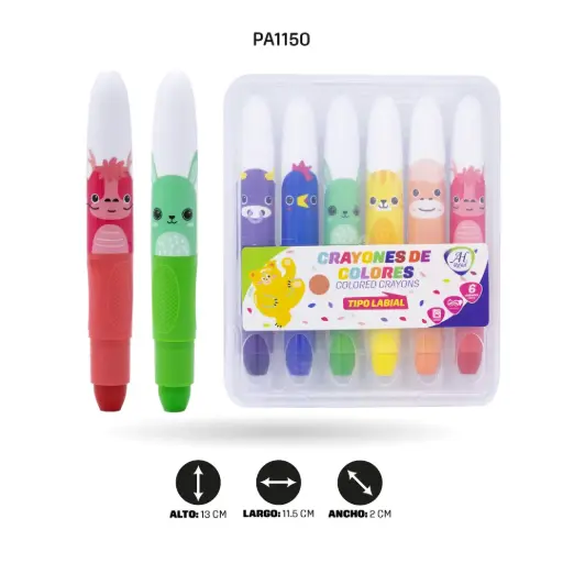 [PA1150] CRAYON JUMBO AH ROYAL TIPO LABIAL X6 LAVABLE CAJA PLÁSTICA [PAC4059]