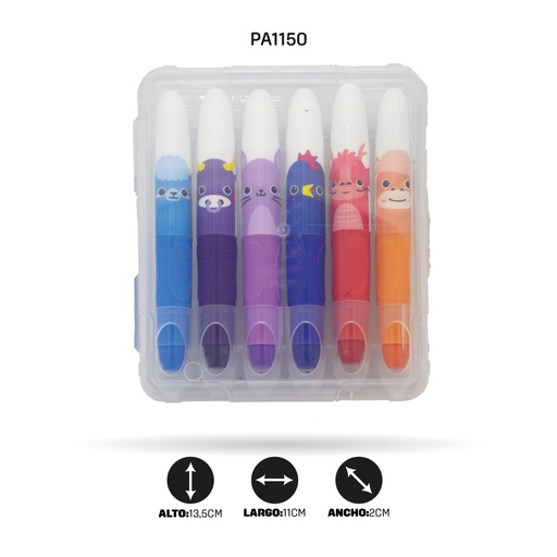 [PA1150] CRAYON JUMBO TIPÓ LABIAL X6 LAVABLE CAJA PLASTICA [PAC4059]