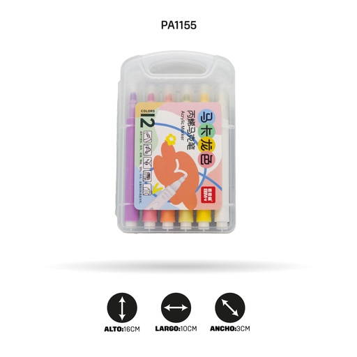 [PA1155] MARCADOR JUMBO ACRILICO TRIANGULAR PASTEL X12 CAJA PLASTICA [PAC4084]