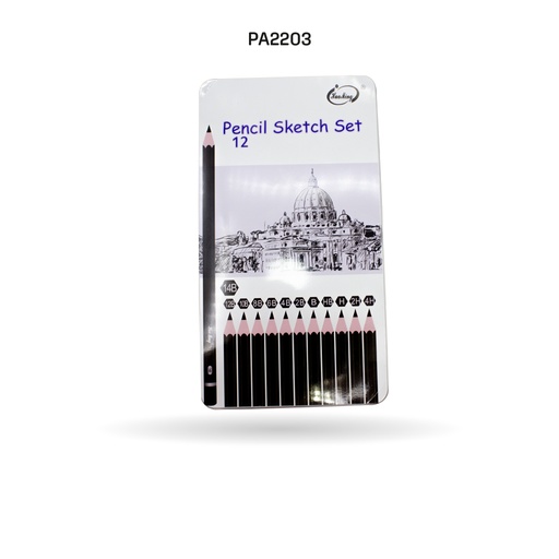 [PA2203] SET DE LAPICES PARA DIBUJO X12 CAJA METALICA [PAC4216]