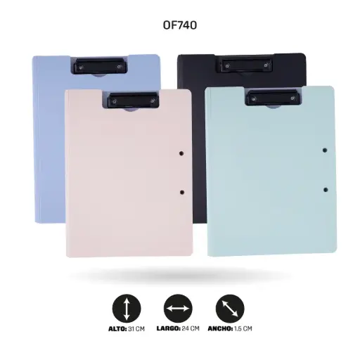 [OF740] TABLA CON 2 GANCHOS COLOR SURTIDOS A4 [PAC3232]