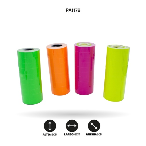 [PA1176] ROLLO TIQUETEADORA DOBLE CARRIL FLUORESCENTE X500UND [PAC4483-1176]